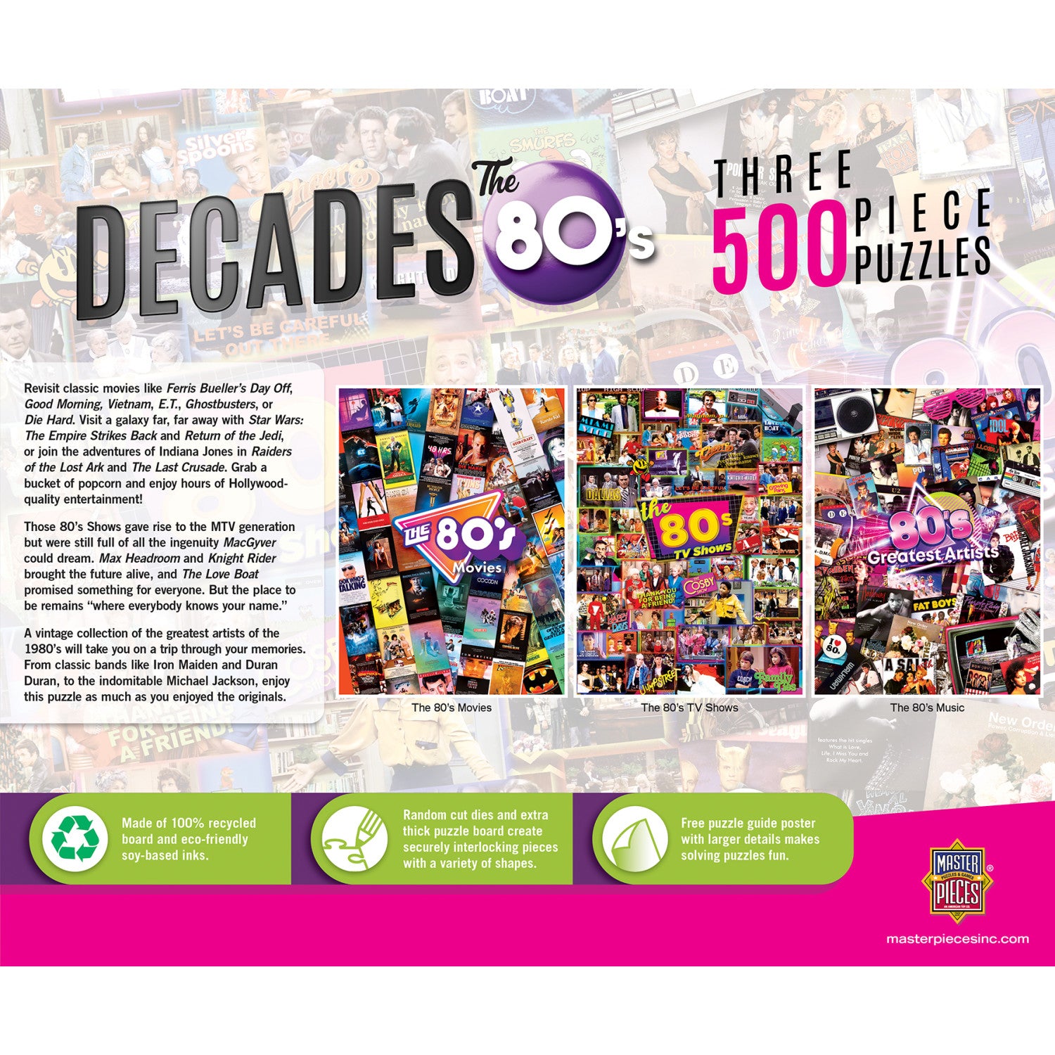 Decades - The 80's 3-Pack 500 Piece Puzzles
