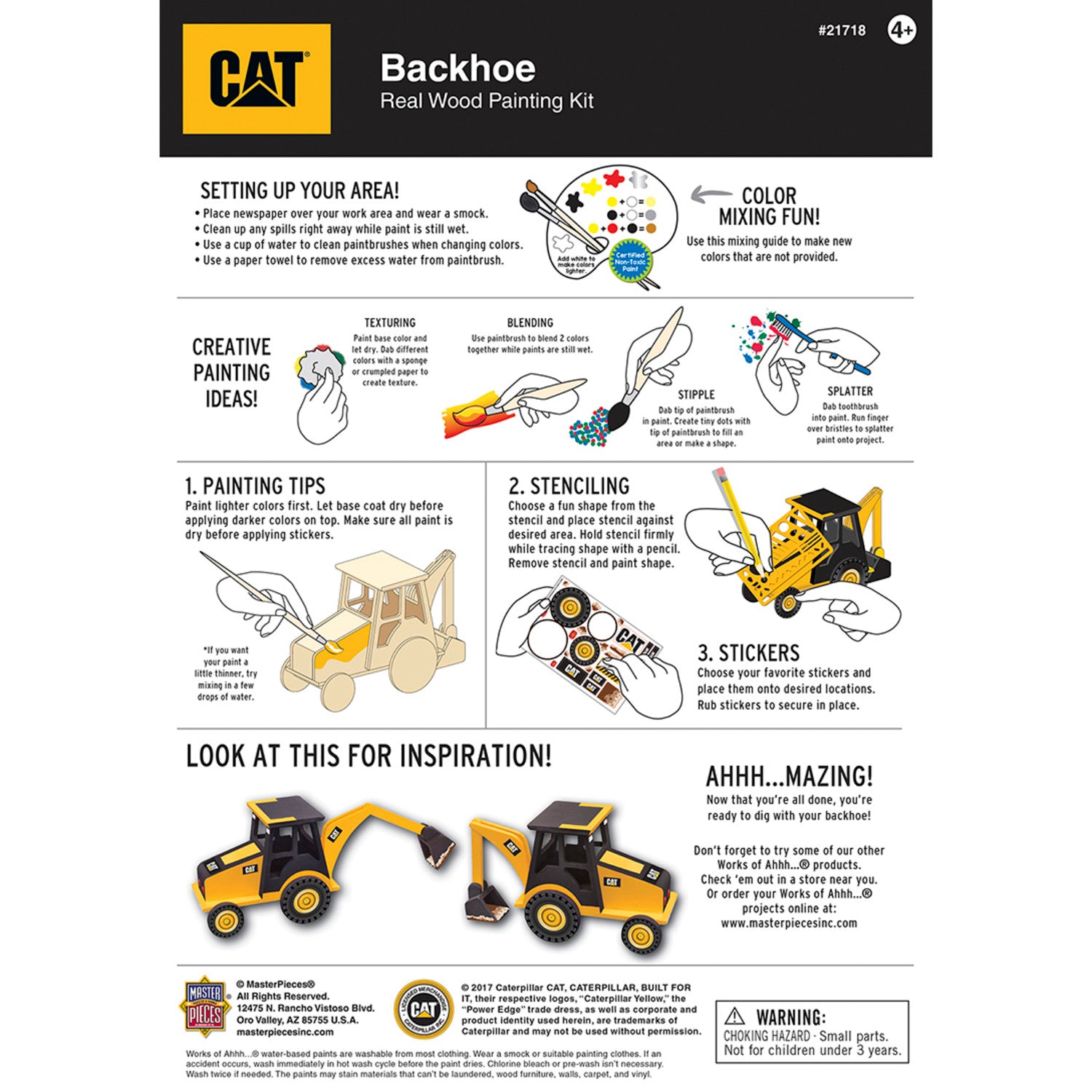CAT - Caterpillar Backhoe Wood Craft & Paint Kit